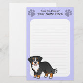Cartoon Bernese Mountain Dog Briefpapier (Voorkant / Achterkant)