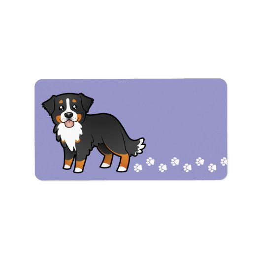Cartoon Bernese Mountain Dog Etiket (Voorkant)