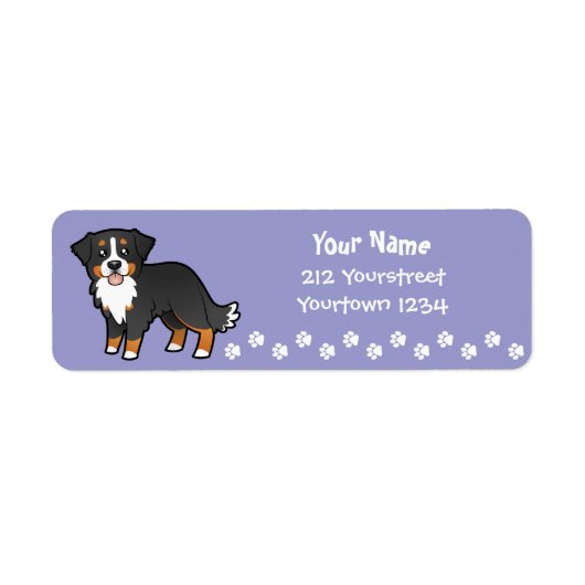 Cartoon Bernese Mountain Dog Etiket (Voorkant)