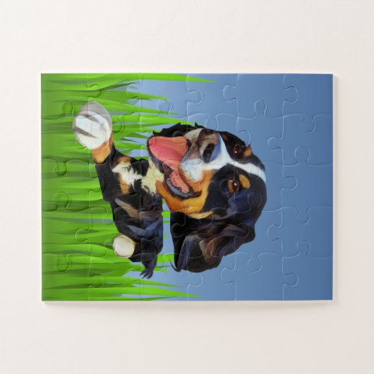 Cartoon Bernese Mountain Dog Puzzle voor kinderen Legpuzzel (Horizontaal)