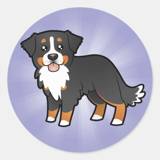Cartoon Bernese Mountain Dog Ronde Sticker (Voorkant)