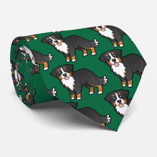 Cartoon Bernese Mountain Dog Stropdas (Opgerold)