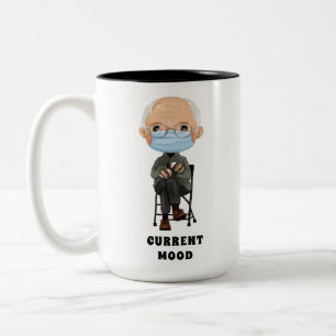 Cartoon Bernie Sanders en zijn Warm Brown Mittens Tweekleurige Koffiemok