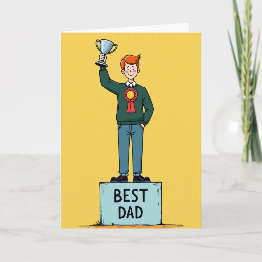 Cartoon Beste Papa Trofee Kaart (Voorkant)