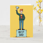 Cartoon Beste Papa Trofee Kaart (Gele Bloem)