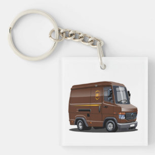 Cartoon bestelwagen sleutelhanger
