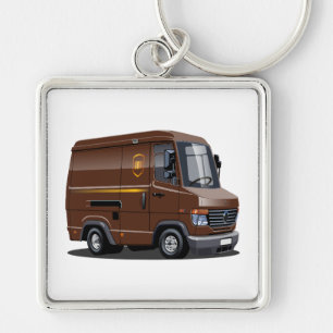 Cartoon bestelwagen sleutelhanger