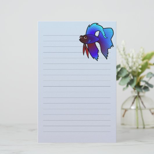 Cartoon Betta Fish / Siamese vechtvis Briefpapier