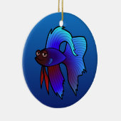 Cartoon Betta Fish / Siamese vechtvis Keramisch Ornament (Rechts)