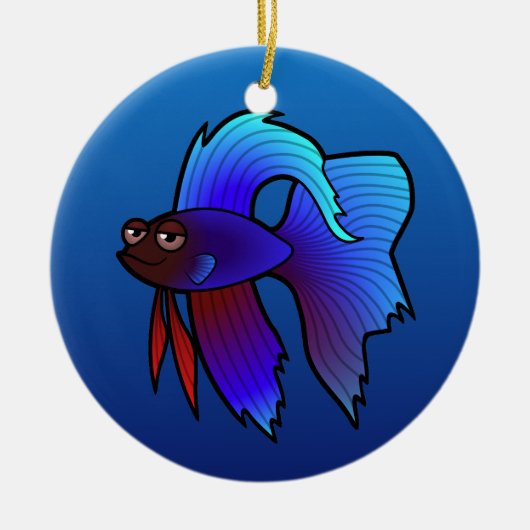 Cartoon Betta Fish / Siamese vechtvis Keramisch Ornament (Voorkant)