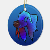 Cartoon Betta Fish / Siamese vechtvis Keramisch Ornament (Links)