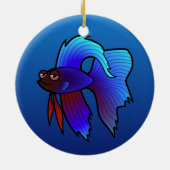 Cartoon Betta Fish / Siamese vechtvis Keramisch Ornament (Achterkant)