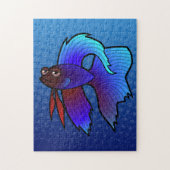 Cartoon Betta Fish / Siamese vechtvis Legpuzzel (Verticaal)