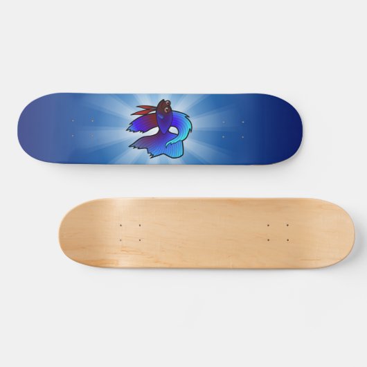 Cartoon Betta Fish / Siamese vechtvis Persoonlijk Skateboard (Horizontaal)