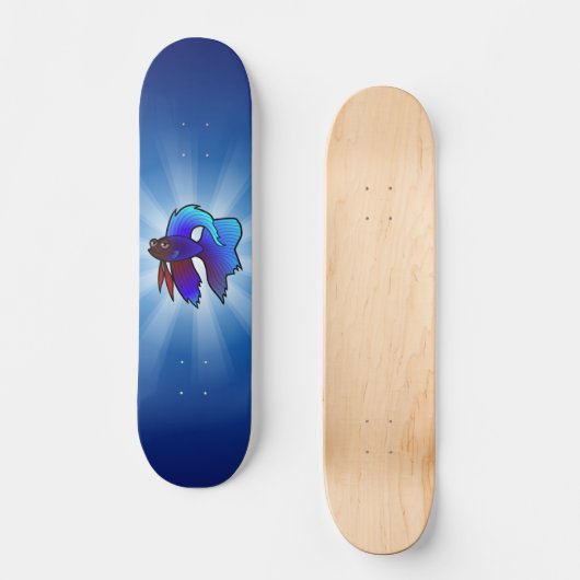 Cartoon Betta Fish / Siamese vechtvis Persoonlijk Skateboard (Voorkant)