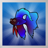 Cartoon Betta Fish / Siamese vechtvis Poster (Voorkant)