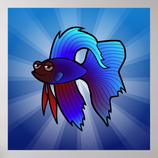 Cartoon Betta Fish / Siamese vechtvis Poster (Voorkant)