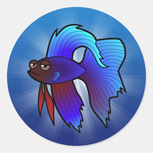 Cartoon Betta Fish / Siamese vechtvis Ronde Sticker (Voorkant)