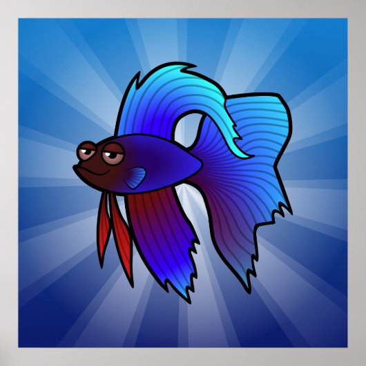 Cartoon Betta Vis / Siamese Vechtvis Poster (Voorkant)