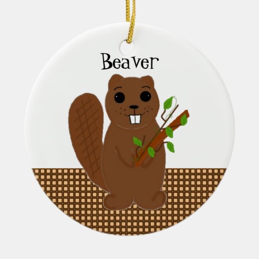 Cartoon Bever Keramisch Ornament (Voorkant)