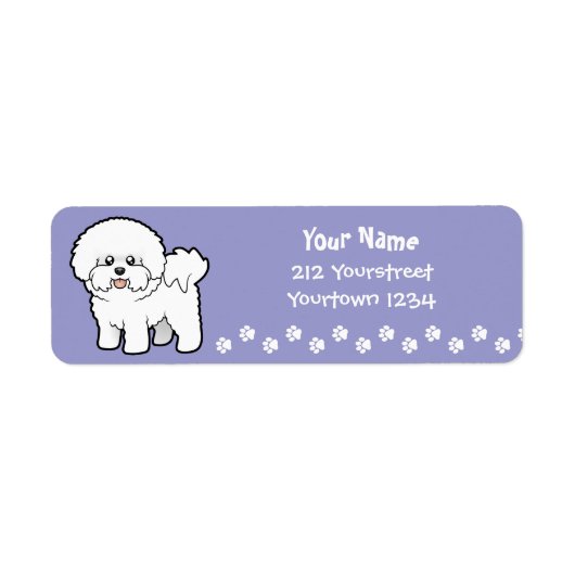 Cartoon Bichon Frise Etiket (Voorkant)
