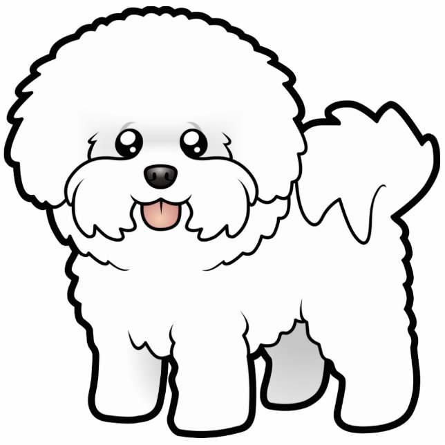 Cartoon Bichon Frise Fotobeeldje Magneet (Voorkant)