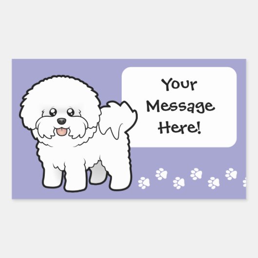 Cartoon Bichon Frise Rechthoekige Sticker (Voorkant)
