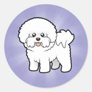Cartoon Bichon Frise Ronde Sticker