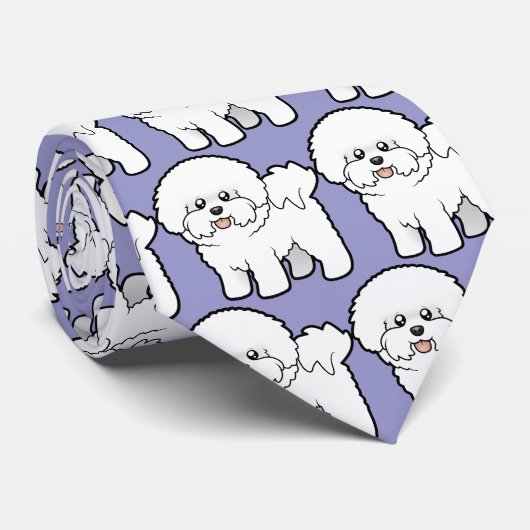Cartoon Bichon Frise Stropdas (Opgerold)