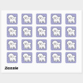 Cartoon Bichon Frise Vierkante Sticker (Vel)