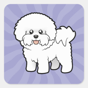 Cartoon Bichon Frise Vierkante Sticker