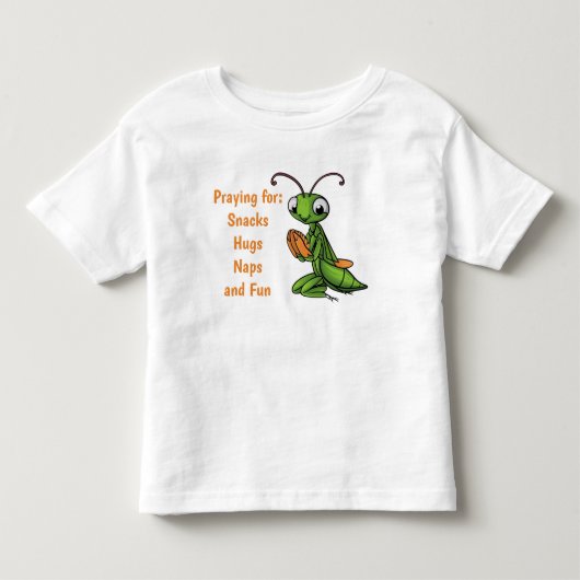 Cartoon Bidden Mantis gepersonaliseerd Kinder Shirts (Voorkant)