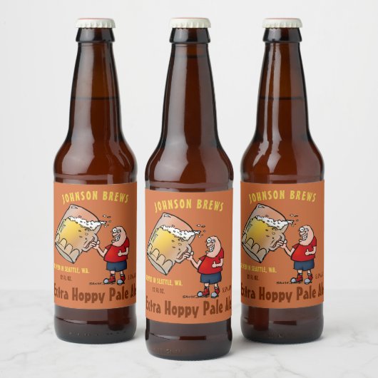 Cartoon Bier Guy Funny Custom Homebrew Bier Etiket (Flessen)