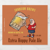 Cartoon Bier Guy Funny Custom Homebrew Bier Etiket (Enkel label)