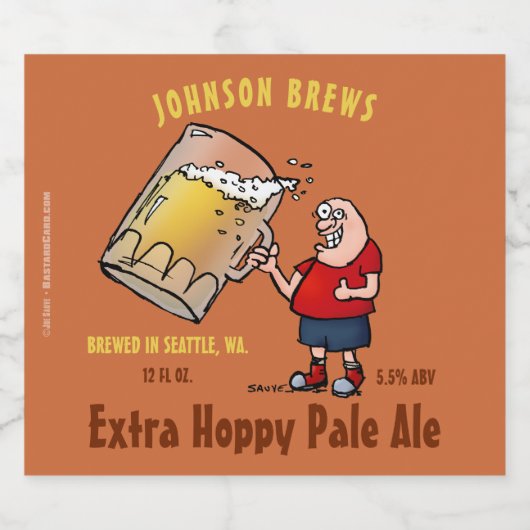 Cartoon Bier Guy Funny Custom Homebrew Bier Etiket (Enkel label)
