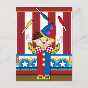 Cartoon Bigtop Juggling Circus Clown Briefkaart