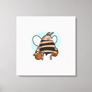 Cartoon bij bijen canvas afdruk