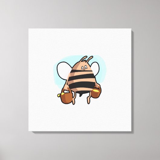 Cartoon bij bijen canvas afdruk (Voorkant)