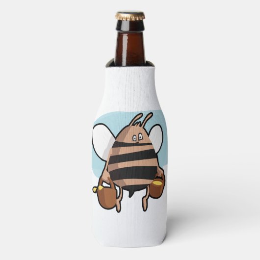 Cartoon bij bijen flesjeskoeler (Fles Voorkant)