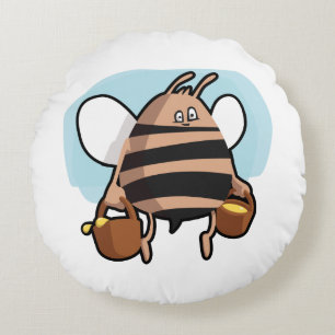 Cartoon bij bijen rond kussen