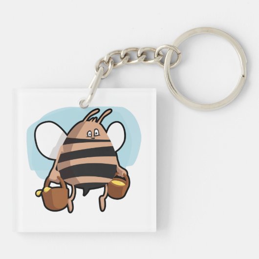 Cartoon bij bijen sleutelhanger (Achterkant)