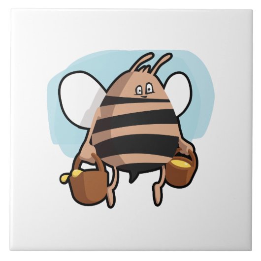 Cartoon bij bijen tegeltje (Voorkant)