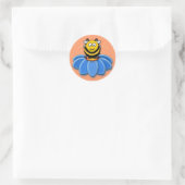 cartoon bij ronde sticker (Tas)