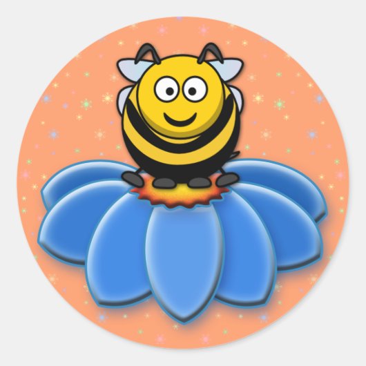 cartoon bij ronde sticker (Voorkant)