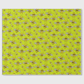 Cartoon Bijen op bijenkorf Schattig Cadeaupapier (Vlak)