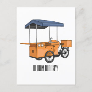 Cartoon bike food cart briefkaart