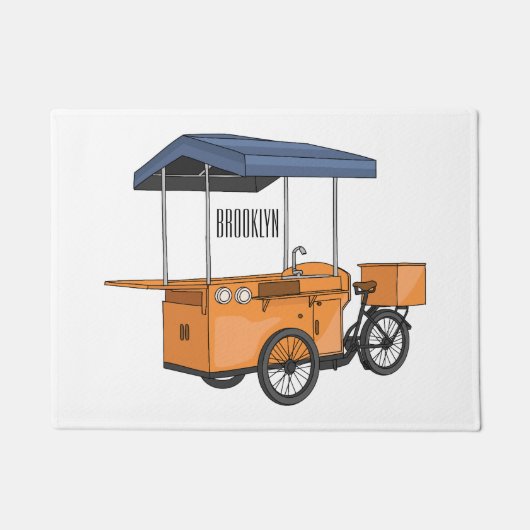 Cartoon bike food cart deurmat (Voorkant)