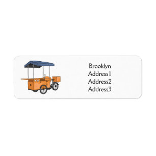 Cartoon bike food cart etiket