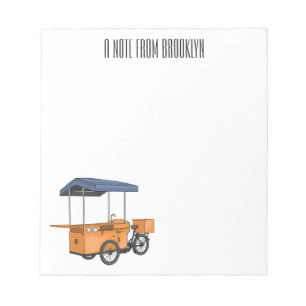 Cartoon bike food cart notitieblok
