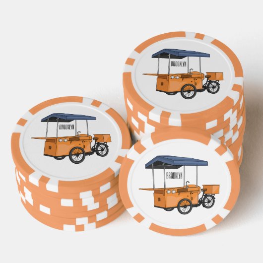 Cartoon bike food cart poker chips (Opstapeling)